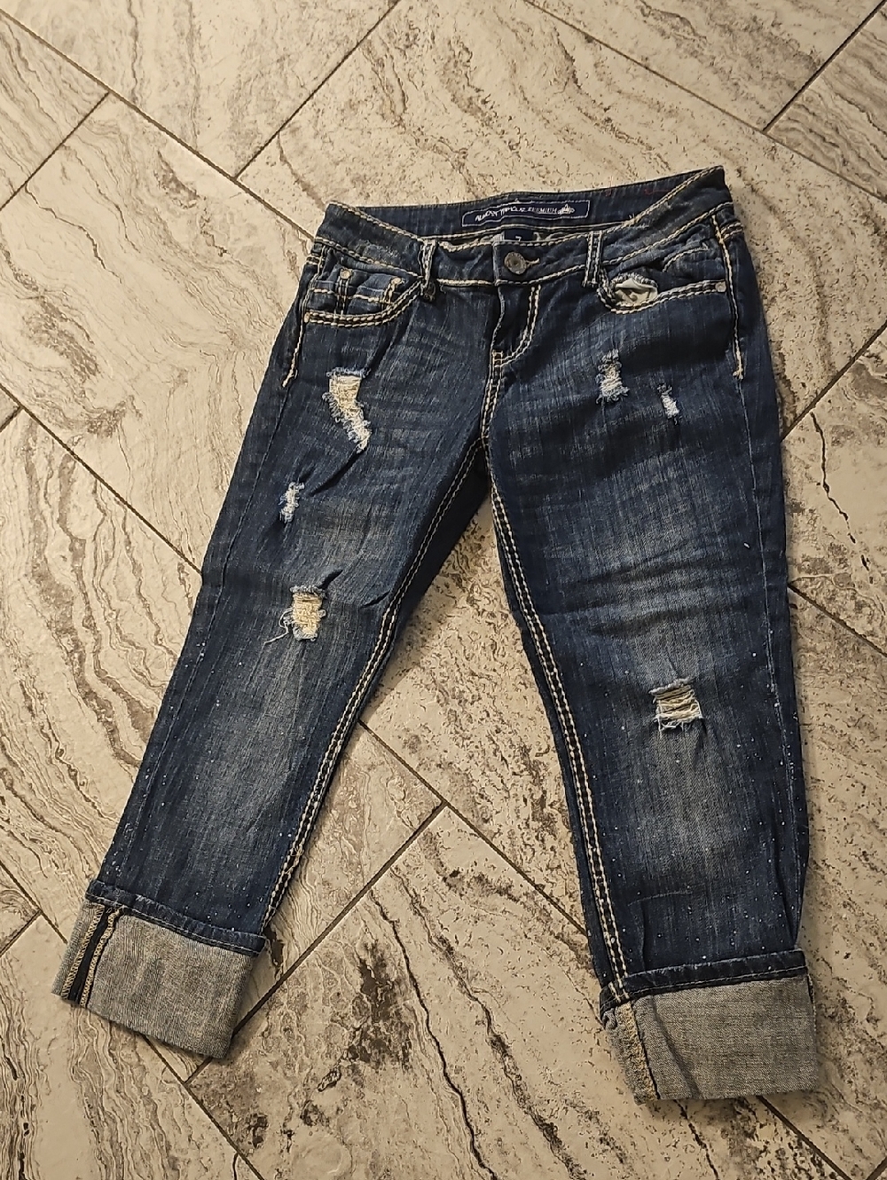 Almost Famous Distressed Dark Blue Women’s Jeans